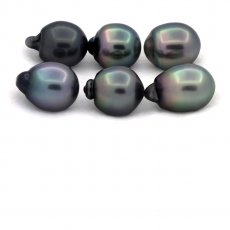 Lot of 6 Tahitian Pearls Semi-Baroque B/C from 11.5 to 11.9 mm