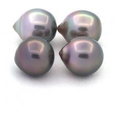 Lot of 4 Tahitian Pearls Semi-Baroque B from 10 to 10.1 mm