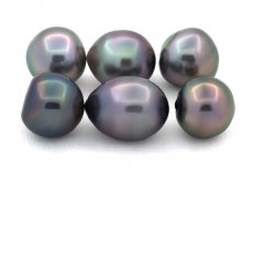 Lot of 6 Tahitian Pearls Semi-Baroque B from 10 to 10.3 mm