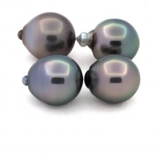Lot of 4 Tahitian Pearls Semi-Baroque B from 10.5 to 10.9 mm