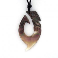 Mother-of-Pearl Pendant and Leather Necklace