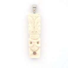 Tiki Pendant in Bone and Silver