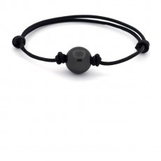 Leather Bracelet and 1 Tahitian Pearl Round C 12.5 mm