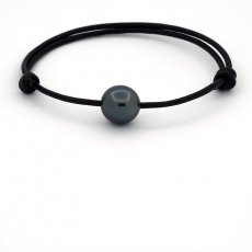 Leather Bracelet and 1 Tahitian Pearl Semi-Baroque B 10.7 mm