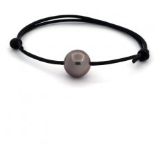 Leather Bracelet and 1 Tahitian Pearl Near-Round C 11.9 mm