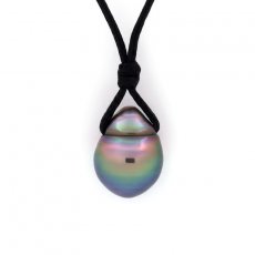 Cotton Necklace and 1 Tahitian Pearl Baroque C 11.1 mm