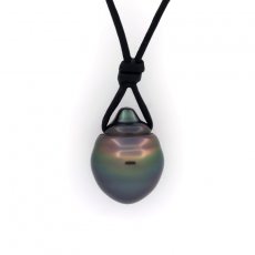 Leather Necklace and 1 Tahitian Pearl Ringed B 10.9 mm