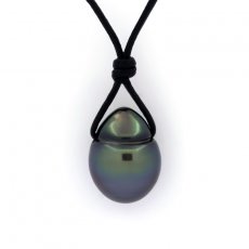 Kangaroo Leather Necklace and 1 Tahitian Pearl Semi-Baroque B/C 11.6 mm