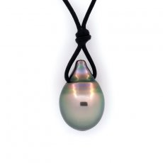 Kangaroo Leather Necklace and 1 Tahitian Pearl Semi-Baroque B 11.6 mm