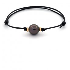 Kangaroo Leather Bracelet and 1 Tahitian Pearl Semi-Baroque A 10.3 mm