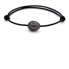 Leather Bracelet and 1 Tahitian Pearl Semi-Baroque B 11.3 mm