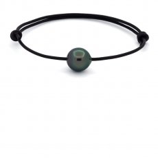 Leather Bracelet and 1 Tahitian Pearl Semi-Baroque B 11.5 mm