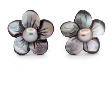 Rhodiated Sterling Silver Earrings and 2 Tahitian Keishis