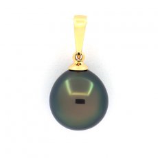 18K Solid Gold Pendant and 1 Tahitian Pearl Semi-Baroque B 10.5 mm