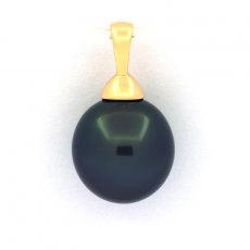 18K Solid Gold Pendant and 1 Tahitian Pearl Semi-Baroque B 11 mm