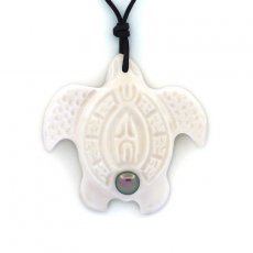 Turtle Pendant in Bone and 1 Keishi