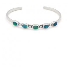 Silver Bracelet with 5 Australian Opals (Doublets) - 4.5 carats