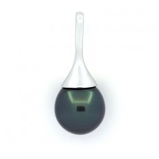 Rhodiated Sterling Silver Pendant and 1 Tahitian Pearl Semi-Baroque B/C 11.7 mm