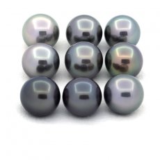 Lot of 9 Tahitian Pearls Round C from 10.6 to 10.9 mm