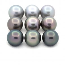 Lot of 9 Tahitian Pearls Round C from 11.5 to 11.9 mm