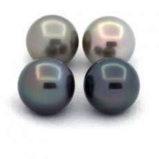 Lot of 4 Tahitian Pearls Round C from 10.6 to 10.9 mm