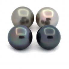 Lot of 4 Tahitian Pearls Round C from 10.6 to 10.9 mm