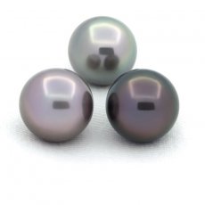 Lot of 3 Tahitian Pearls Round C de 11.5 mm