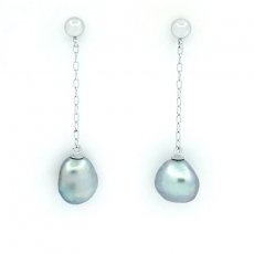 14K White Gold Earrings and 2 Tahitian Keishis