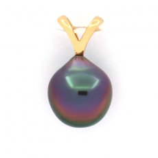 18K Solid Gold Pendant and 1 Tahitian Pearl Semi-Baroque A 9.5 mm