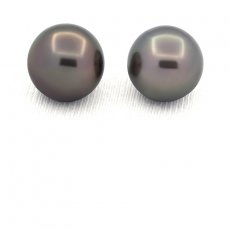 Lot of 2 Tahitian Pearls Round C/D 12.8 mm
