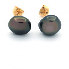 18K Gold Earrings and 2 Tahitian Keishis