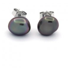 Rhodiated Sterling Silver Earrings and 2 Tahitian Keishis