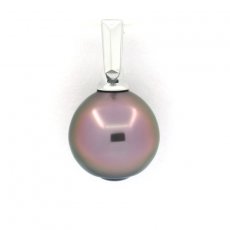 Rhodiated Sterling Silver Pendant and 1 Tahitian Pearl Semi-Baroque B/C 9.1 mm