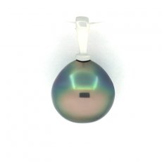 Rhodiated Sterling Silver Pendant and 1 Tahitian Pearl Semi-Baroque B 9 mm