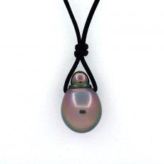 Leather Necklace and 1 Tahitian Pearl Semi-Baroque B 11.1 mm