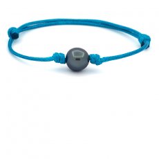 Waxed Cotton Bracelet and 1 Tahitian Pearl Semi-Baroque C 10.8 mm