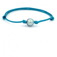 Waxed Cotton Bracelet and 1 Tahitian Pearl Semi-Baroque C 10 mm