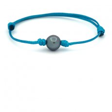 Waxed Cotton Bracelet and 1 Tahitian Pearl Semi-Baroque C 9.5 mm