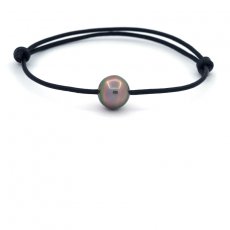 Leather Bracelet and 1 Tahitian Pearl Semi-Baroque C 10.6 mm