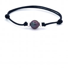 Waxed Cotton Bracelet and 1 Tahitian Pearl Semi-Baroque B+ 9.7 mm