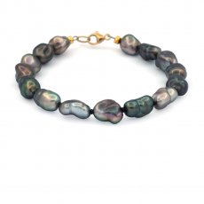 15 Tahitian Keishis Bracelet and 18K Gold