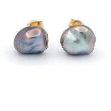 18K Gold Earrings and 2 Tahitian Keishis