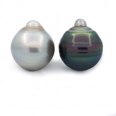 Lot of 2 Tahitian Pearls Ringed C 12.7 mm