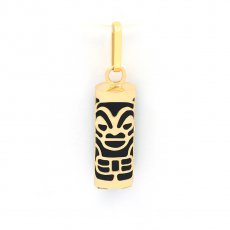 18K Gold Pendant and Black Agate - 12 mm - Health