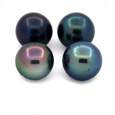 Lot of 4 Tahitian Pearls Round D from 9 to 9.2 mm