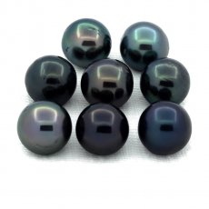 Lot of 8 Tahitian Pearls Near-Round D from 9 to 9.2 mm