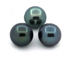 Lotto di 3 Perle di Tahiti Rotonde D di 9.5 mm