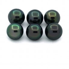 Lot of 6 Tahitian Pearls Round D from 9 to 9.3 mm