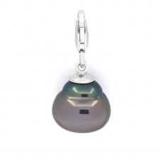 Pingente em Prata e 1 Prola Tahiti Anelada B/C 12 mm
