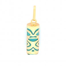 18K Gold Pendant and Turquoise - 12 mm - Luck